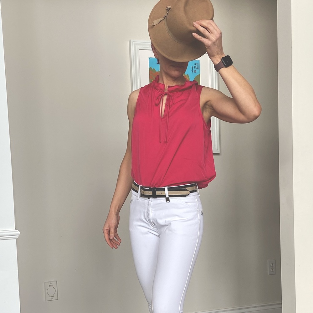 J Crew keyhole sleeveless fuchsia top